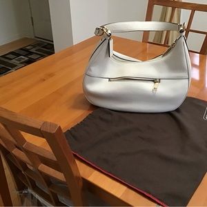 Coach pebble grain white leather hobo bag